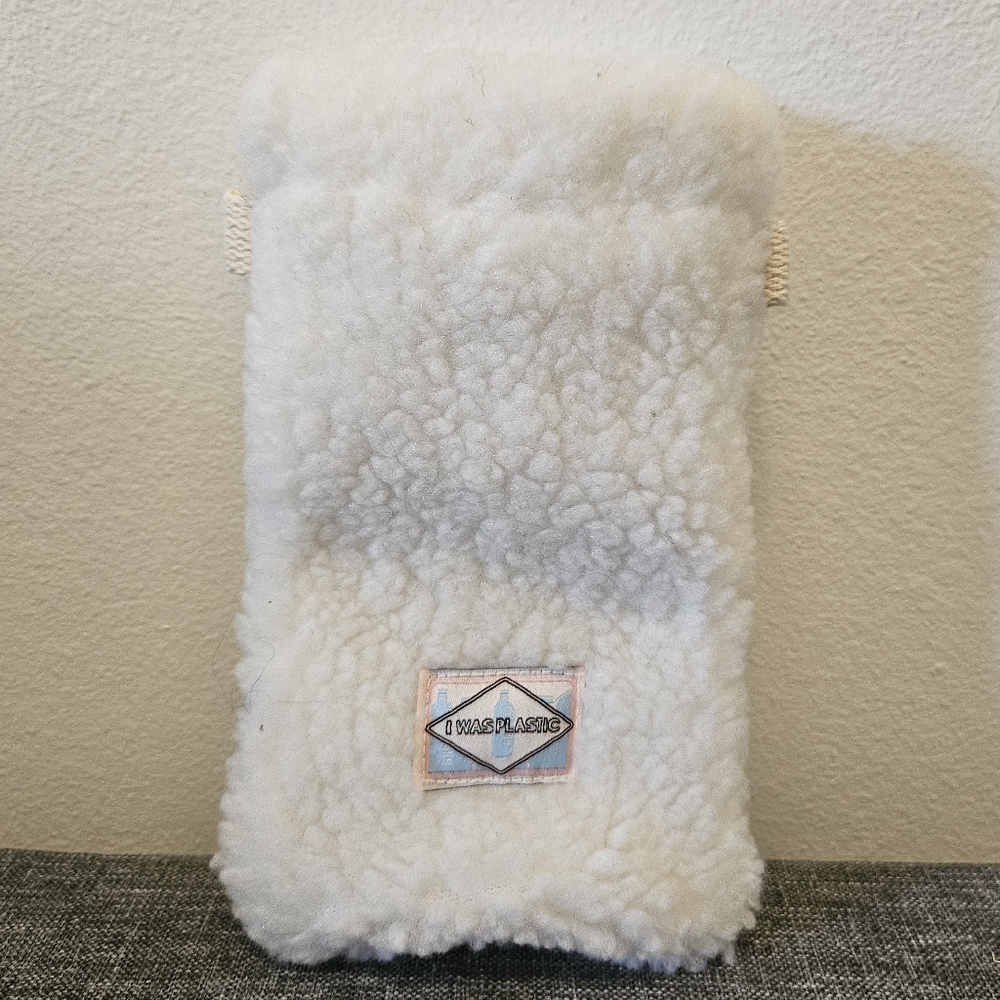 Cozy White Fleece Pouch With Strap